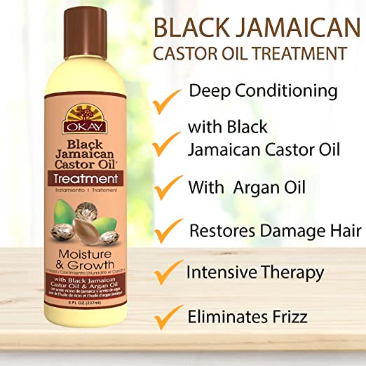 OKAY Black Jamaican Castor Oil Moisture Growth Treatment 8oz