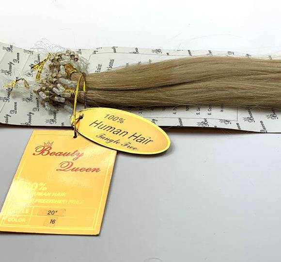BEAUTY QUEEN.MAGIC RING LOOP EUROPEAN HAIR EXTENSIONS .REMI (STRAIGHT)20 INCH. #16.