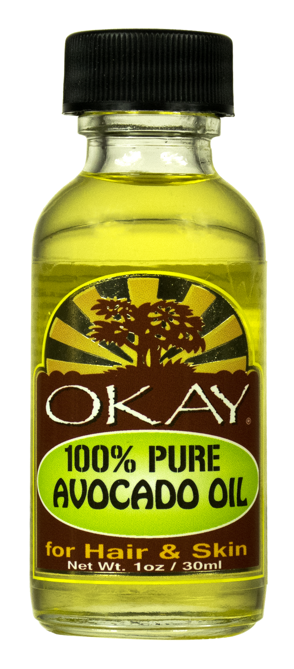 OKAY Avocado Oil 100% Pure for Hair & Skin-High In Nutrients- Vitamins A, B, D and E- Helps Hair & Skin Lock In Moisture-Prevents Aging Of Skin -For All Hair Textures And All Skin Types- Silicone, Paraben Free - Made in USA 1oz / 30ml