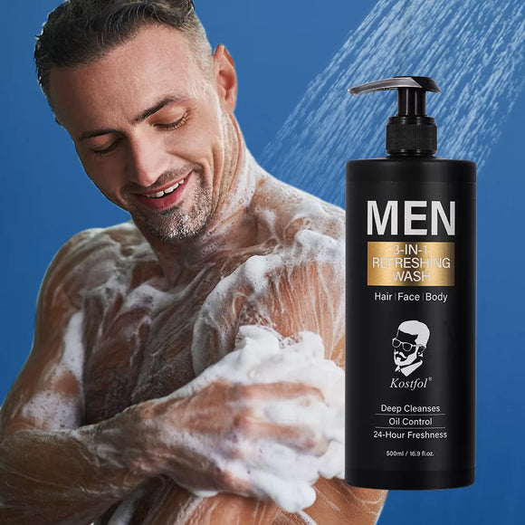 MEN .. 3 in 1 Refreshing Wash Refreshing Cleanser for Body, Hair and Face .500ml