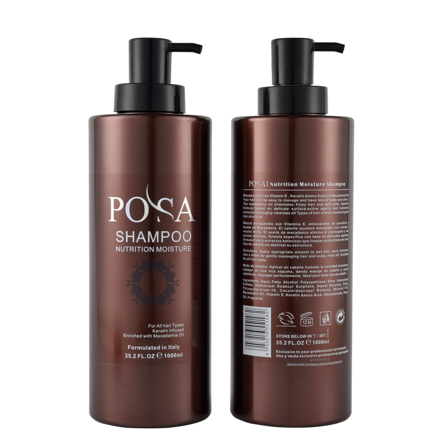 POSA Nutrition Moisture Shampoo Blended with rich Vitamin E
