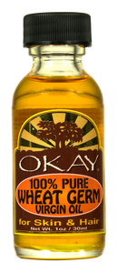 OKAY.Wheat Germ Virgin Oil 100% Pure for Hair & Skin-Nourishing For Skin & Hair-High in vitamins A, B, D E, And Anti-Oxidants -Helps Decrease Hair Thinning- For All Hair Textures And All Skin Types- Silicone, Paraben Free - Made in USA 1oz / 30ml