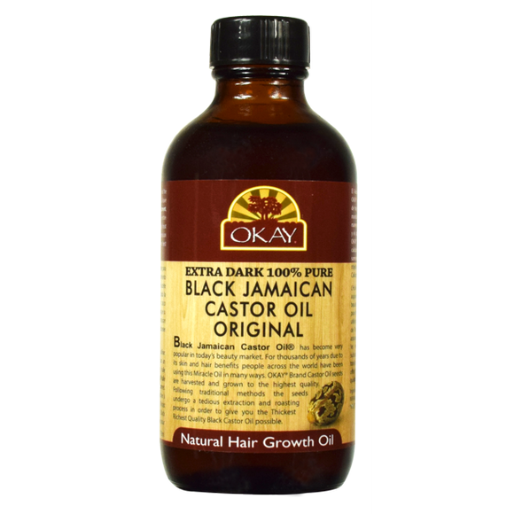 OKAY Extra Dark 100% Pure Black Jamaican Castor Oil Original, 4 oz