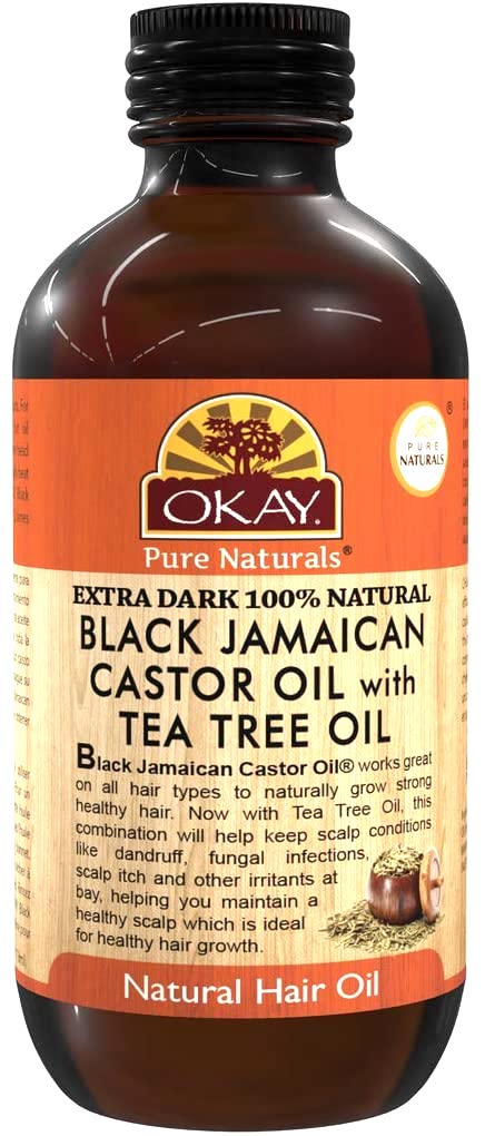 Okay Extra Dark Black Jamaican Castor Oil with Tea Tree Oil 4oz
