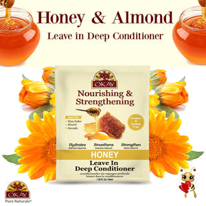 OKAY Honey and Almond Nourishing And Strengthening Leave In Conditioner Packet - Helps Refresh, Revitalize, And Strengthen Hair - Sulfate, Silicone, Paraben Free For All Hair Types and Textures- Made in USA 1.5oz