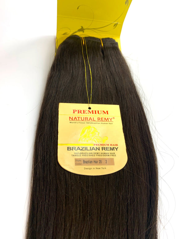 WEFT ..PREMIUM NATURAL REMY 100% BRAZILIAN HUMAN HAIR TANGLE FREE/SHED FREE/GERM FREE .20 .INCH # 2.