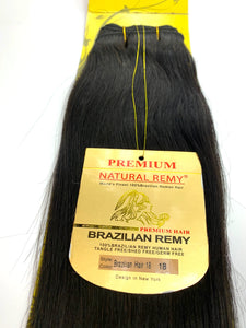 WEFT.PREMIUM NATURAL REMY 100% BRAZILIAN HUMAN HAIR TANGLE FREE/SHED FREE/GERM FREE .18.INCH # 1B