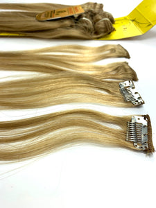 CLIP IN .HAIR EXTENSIONS. PREMIUM NATURAL REMY %100 BRAZILIAN HUMAN HAIR.16 INCH.16.#9 COLOR. 60 PICS.