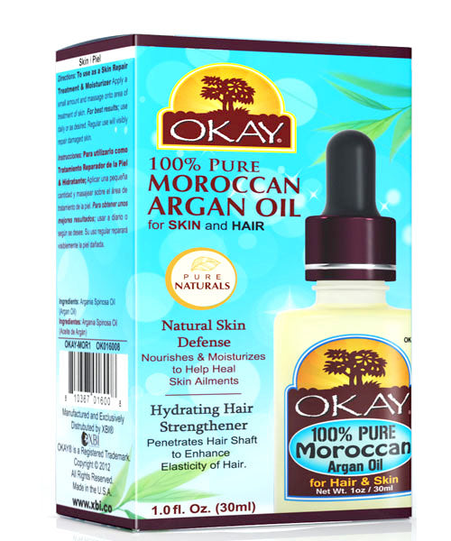 okay.Moroccan Argan Oil 100% Pure Naturals-Nourishes & Moisturizes- Helps Heal Skin Aliments-Natural skin defense-Hydrating Hair Strengthener- For All Hair Textures And All Skin Types- Silicone, Paraben Free - Made in USA 1oz