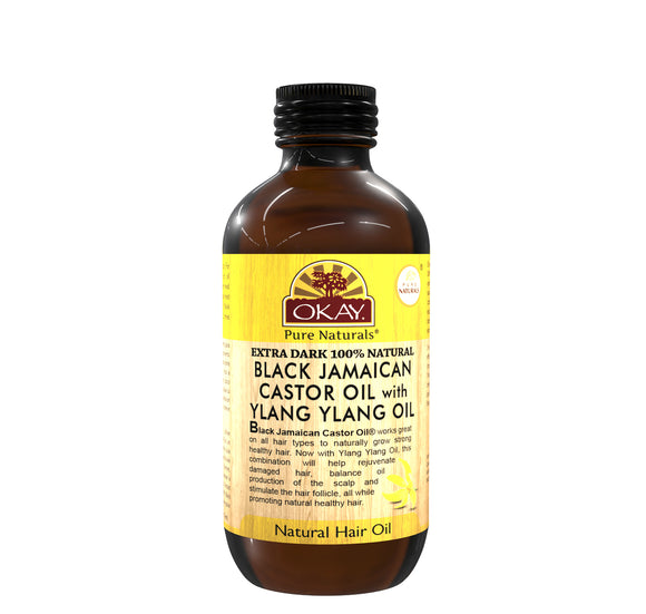 Okay Xtra Dark Black Jamaican Castor Oil With Ylang Ylang Oil, 4 Oz