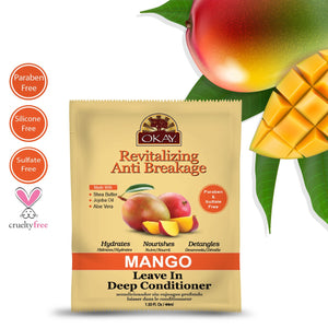 OKAY Mango Revitalizing Anti Breakage Leave In Conditioner Packet– Helps Revitalize, Repair, And Restore Moisture to Hair - Sulfate, Silicone, Paraben Free For All Hair Types and Textures - Made in USA 1.5oz