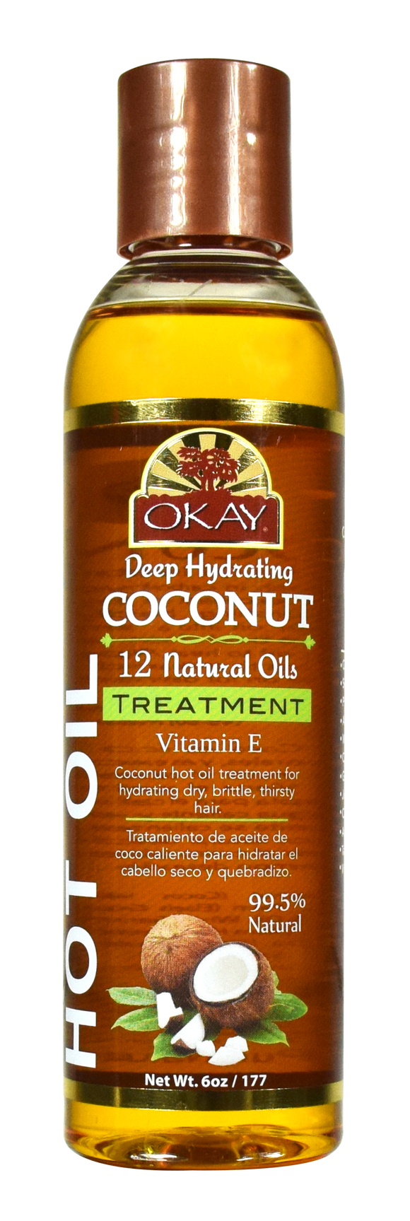 OKAY Coconut Hot Oil Treatment Deep Hydrating - Conditioning And Nourishing - Prevents Breakage- Restores Hair - Smoothes Cuticle-Improves Hair Appearance- Silicone, Paraben Free For All Hair Types and Textures - Made in USA 6oz / 177ml