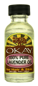 OKAY Lavender Oil 100% -Antiseptic & Antibiotic Properties-Helps Treat Skin Burns & Acne -Promotes Hair Growth & Treats Dry Scalp-For All Hair Textures And All Skin Types- Silicone, Paraben Free - Made in USA Pure 1oz / 30ml