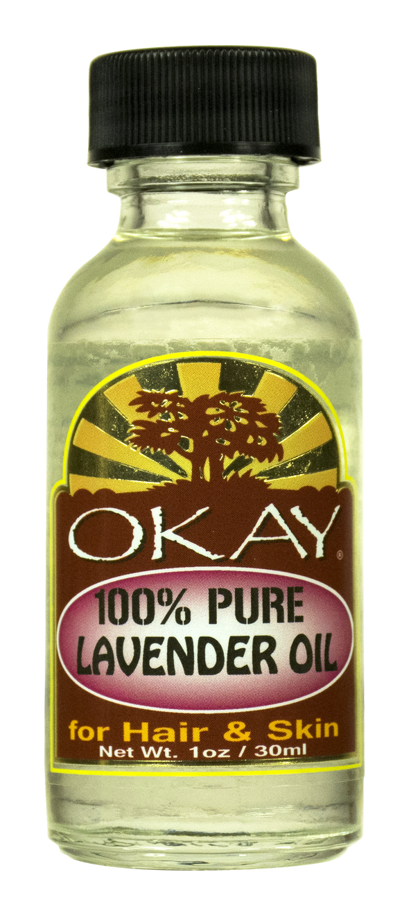 OKAY Lavender Oil 100% -Antiseptic & Antibiotic Properties-Helps Treat Skin Burns & Acne -Promotes Hair Growth & Treats Dry Scalp-For All Hair Textures And All Skin Types- Silicone, Paraben Free - Made in USA Pure 1oz / 30ml