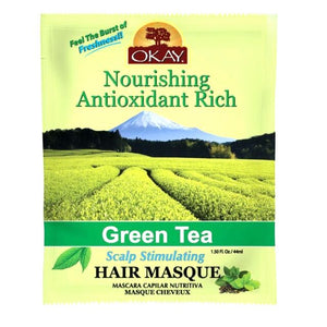 OKAY Green Tea Nourishing Antioxidant Rich Hair Masque – Helps Revitalize, Rejuvenate, And Restore Moisture to Hair - Sulfate, Silicone, Paraben Free For All Hair Types and Textures- Made in USA 1.5oz