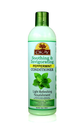 OKAY Soothing And Invigorating Peppermint Conditioner - Helps Refresh, Revitalize, And Add Softness To Hair - Sulfate, Silicone, Paraben Free For All Hair Types and Textures - Made in USA 12oz 355ml